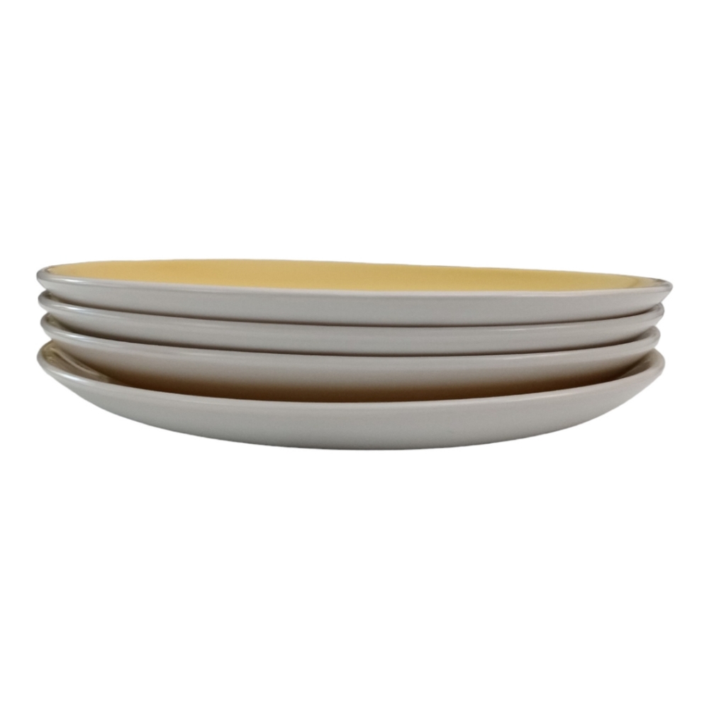 Crate and Barrel Yellow Plates 8.5" Salad Snack Luncheon Set of 4 - Picture 3 of 8
